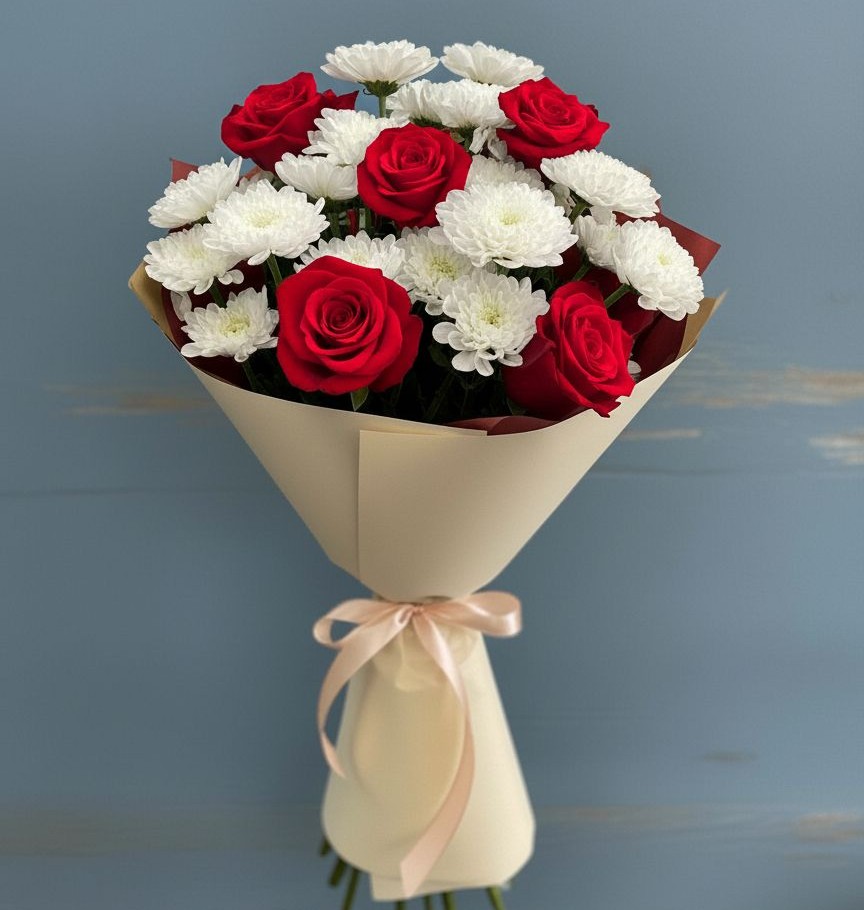 Букет цветов из: Розы и Хризантемы в Вялки