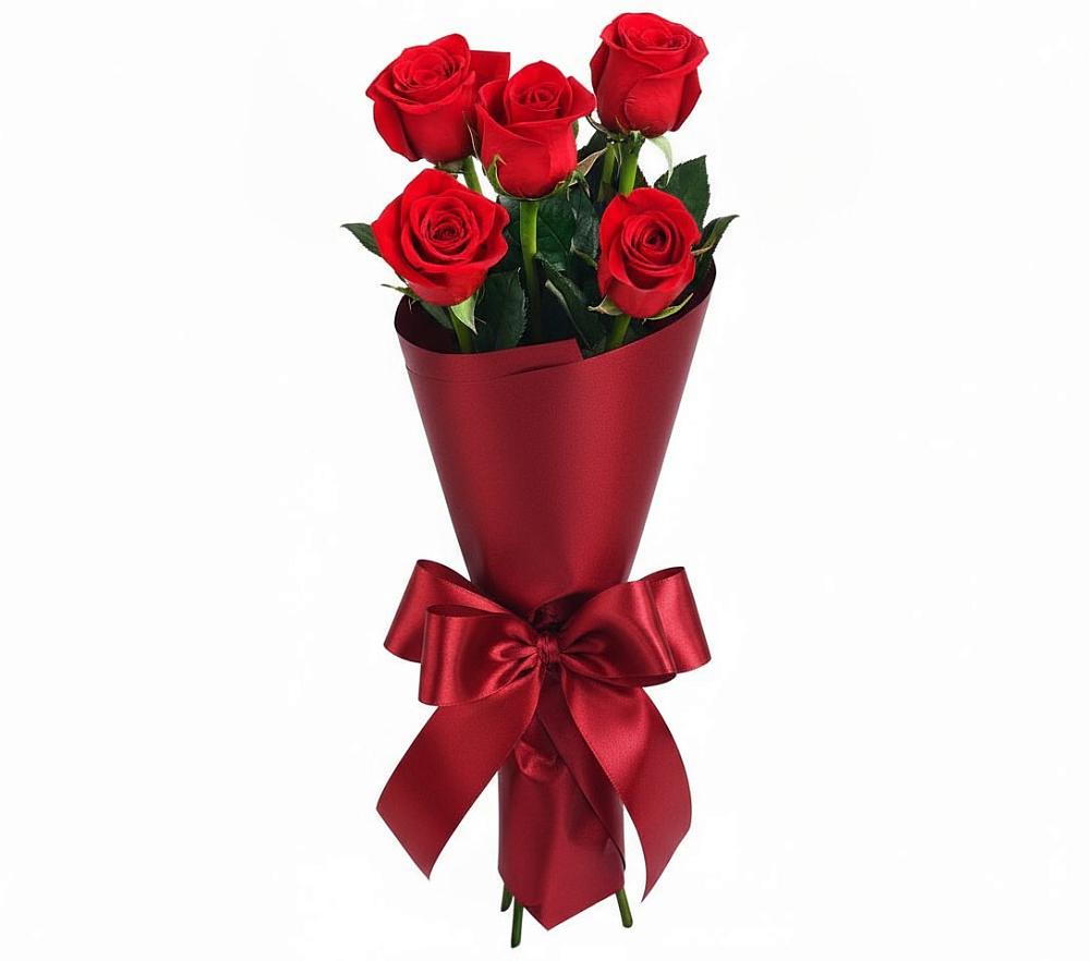 Букет 5 Красных роз Эдлесс Лав в Вялки