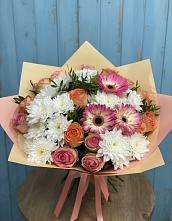 Букет цветов из:  Розы, Герберы и Хризантемы в Вялки