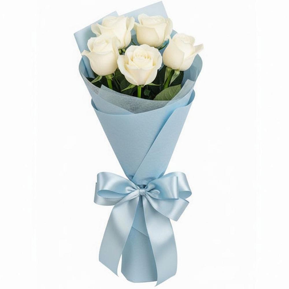 Букет 5 Белых роз Проуд в Вялки