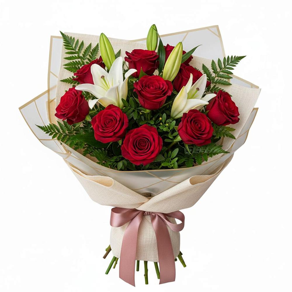 Букет цветов из: Лилии и Розы в Вялки