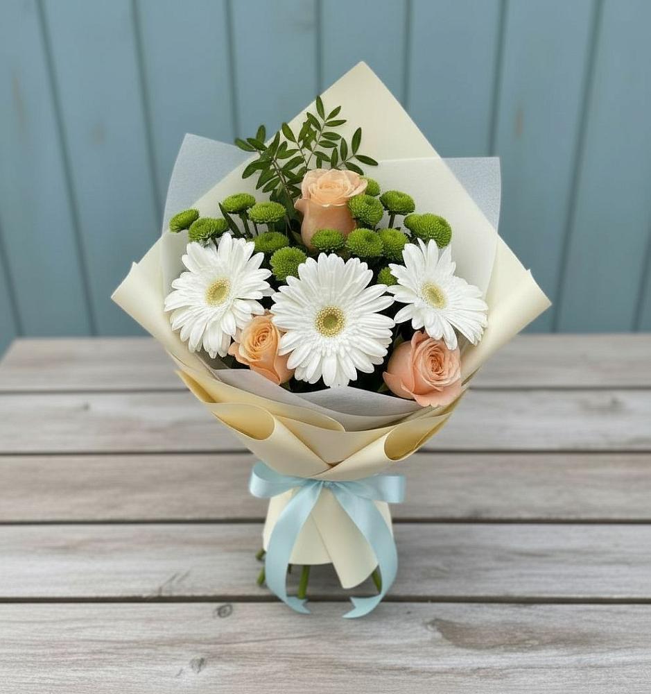 Букет цветов из: Герберы, Розы и Хризантемы в Вялки