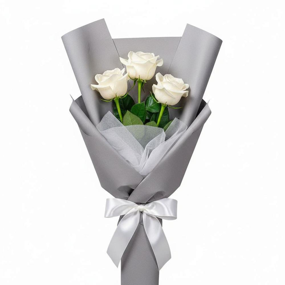 Букет 3 белые розы в Вялки