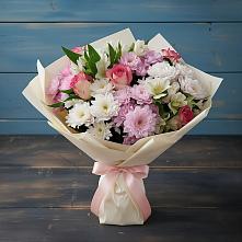 Букет цветов из:  Хризантемы, Альстромерии и Розы в Вялки