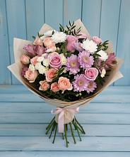 Букет цветов из:  Хризантемы, Розы и Альстромерии #REPLACE_PRED# Вялки