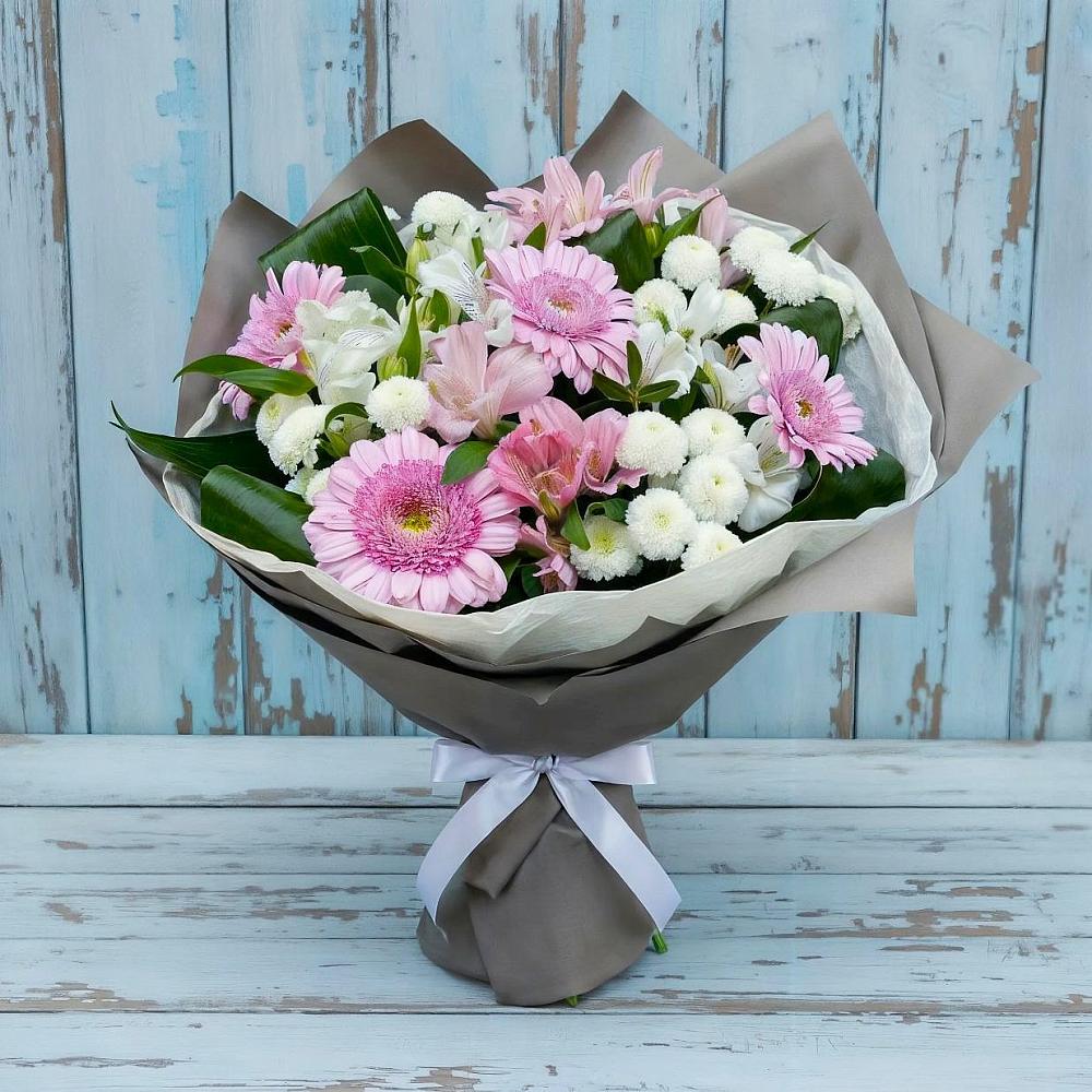 Букет цветов из: Герберы, Альстромерии и Хризантемы в Вялки