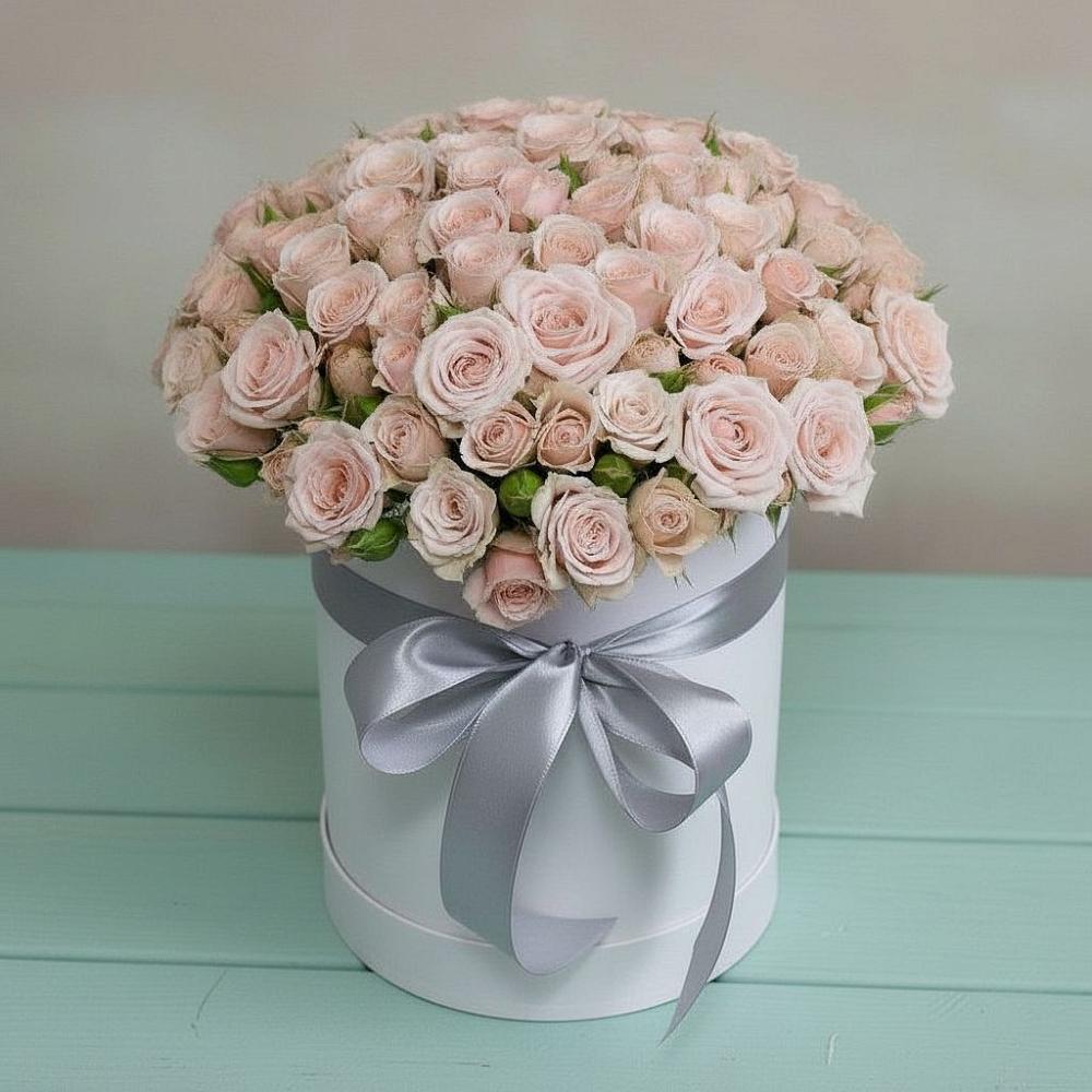 Цветочная композиция из Розы в шляпной коробке в Вялки